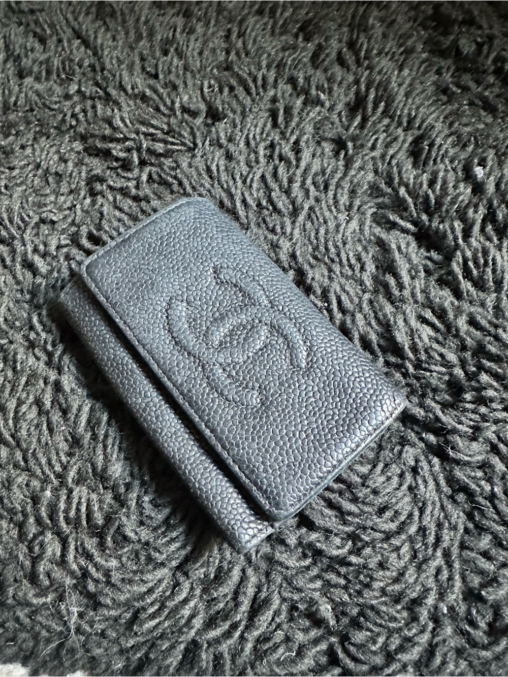 Chanel Caviar Key Holder with Interlocking CC Logo